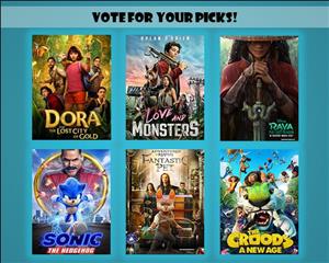 Promotional images for the six movies to choose from.