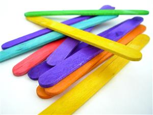 Pile of brightly colored popsicle sticks