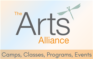 The Arts Alliance logo with the words camps, classes, programs, and events written underneath it in script.