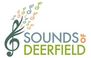 Music notes and treble clef symbol with the words Sounds of Deerfield