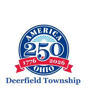 Blue logo with the words America 250 and Deerfield Township underneath.